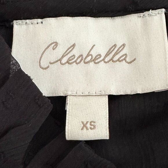 Cleobella Swiss Dot Sheer Ruffled Long Sleeve Blouse‎ XS Black Boho Goth Girly - Picture 6 of 11